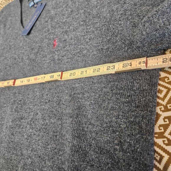 NWT Polo Ralph Lauren Mens 100% Lambswool V Neck Sweater SZ XXL Gray Pony Preppy - Picture 12 of 13